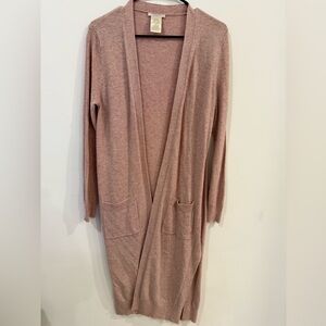Matty M Long Blush Pink Cardigan Duster Size M Lightweight Spring Layer
